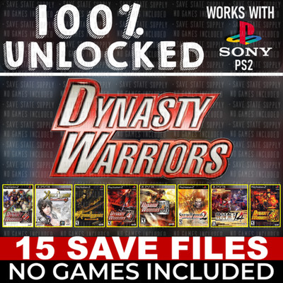 Dynasty Warriors 1 2 3 4 5 6 PSX PS1 PS2 Memory Card 100% Unlocked Complete Beat