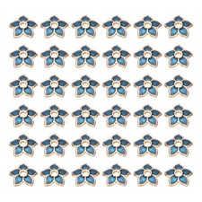 50pcs Enamel Flower Bead Caps Five-petal Pointed for Jewelry Making, Dark Blue