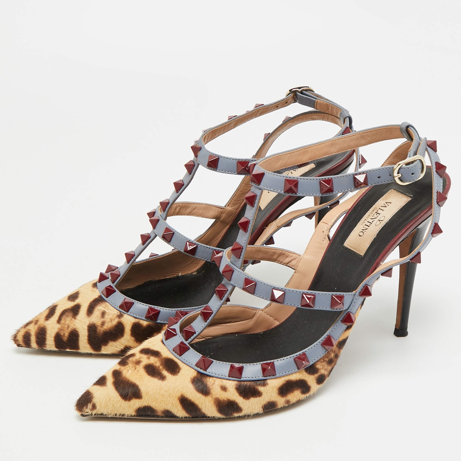 Valentino Rockstud Size 41 Multicolor Calf Hair and Leather Pumps thumbnail 2