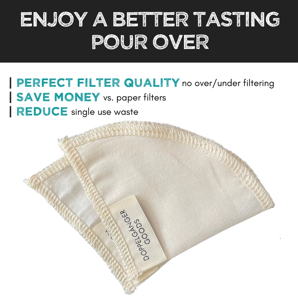 (Paquete de 2) Filtros de algodón orgánico reutilizables para Hario V60, Chemex... Foto 3 de 4