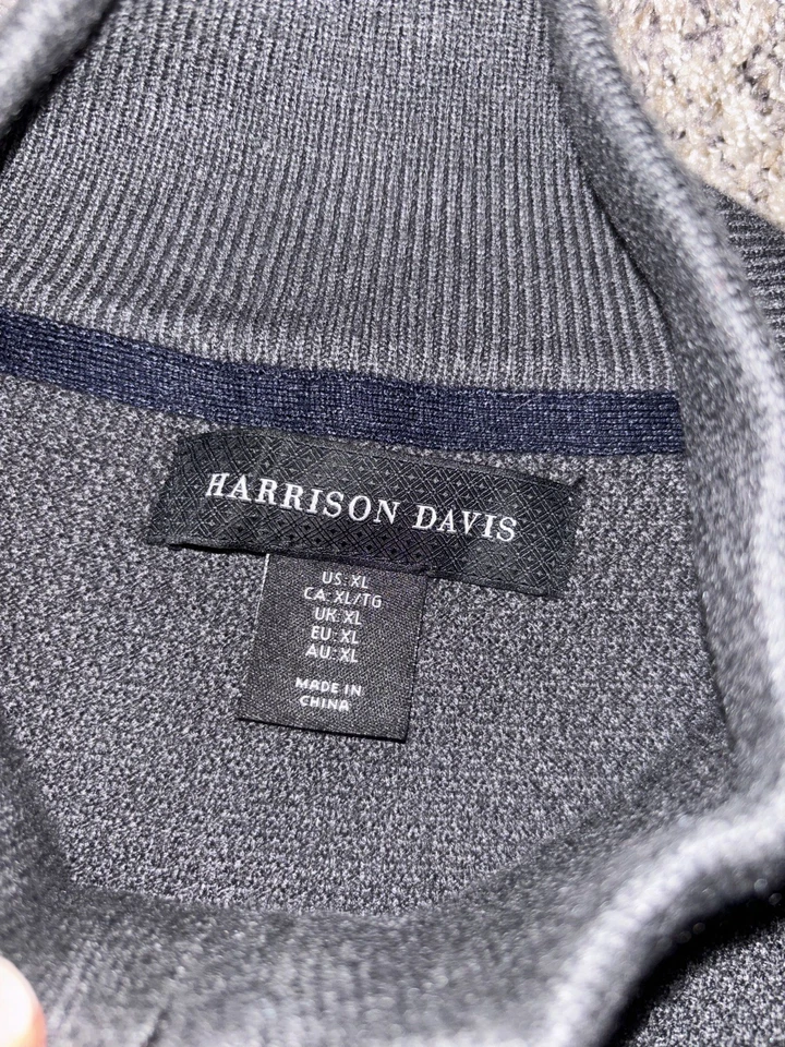 Chaleco de suéter de punto preppy HARRISON DAVIS Workwear para hombre XL Cremallera completa gris Foto 3 de 4