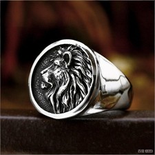 Men's Domineering Lion Signet Ring Stainless Steel Vintage Biker Fashion Ring