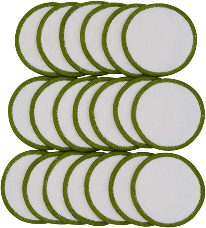 20 Pack Reusable Makeup Remover Pads - Bamboo 21 Piece Set, Green 