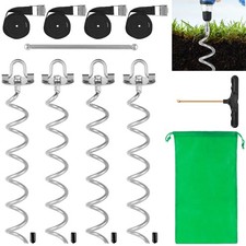 MIXXIDEA 17.5 Inch Gound Anchors Screw in, Metal Spiral Earth Anchors Kit, He...