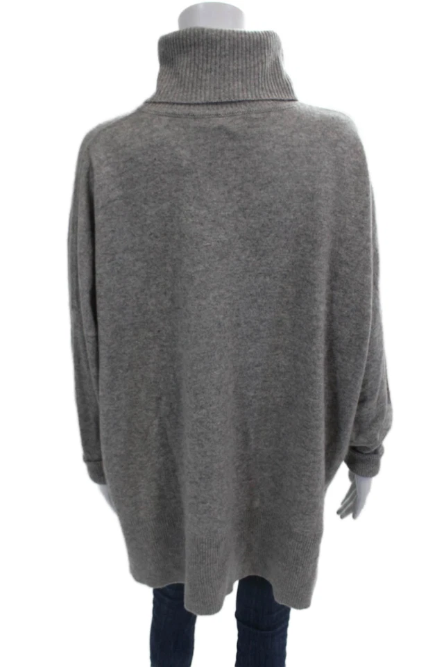 Pulôver Diane Von Furstenberg unissex cinza cashmere gola alta tamanho M - Imagem 3 de 4