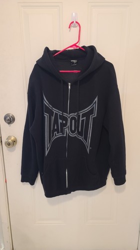 Y2K Vintage Men’s Tapout Black Full Zip Hooded Sweatshirt Size XLarge - Picture 1 of 10
