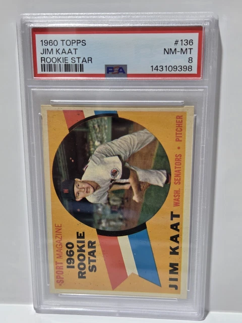 1960 Topps Jim Kaat Rookie Star PS 8 NM-MT #136