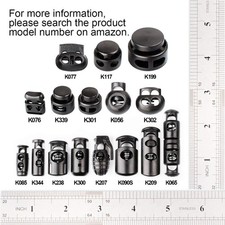 Plastic Cord Locks End Spring Stop Toggle Stoppers Multi-Colour 50PCS, Black 