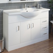 Classic Bathroom Vanity Unit Cloakroom Basin Sink Storage White Various Sizes