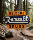 Vintage Rexall Drugs Porcelain Sign Drugs Welcome Walgreens Pharmacy Gas Oil
