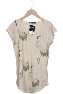 tigha T-Shirt Damen Shirt Kurzärmliges Oberteil Gr. XS Baumwolle Beige #i6ljf00