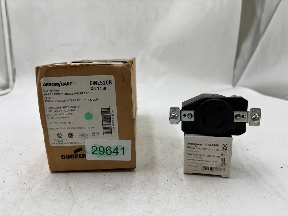 Arrow Hart CWL520R Hart Lock Single Receptacle 20A 125V 2P 3W Lot of 10 - Image 3 of 3