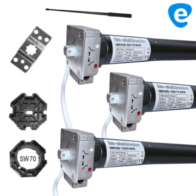 NHK Rohrmotor Nothandkurbel für Rollgitter Rolltor Motor Antrieb 80, 100, 120 Nm
