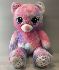 Build A Bear Teddy Pink Blue Purple Tie Dye Hearts Plush Stuffed Animal