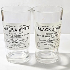 Lote de 2 vasos de whisky escocés Buchanan's blanco y negro 12 oz Francia