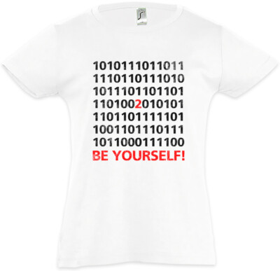 Be Yourself Binary Kids Girls T-Shirt Code Fun Nerd Admin Computer Scientist