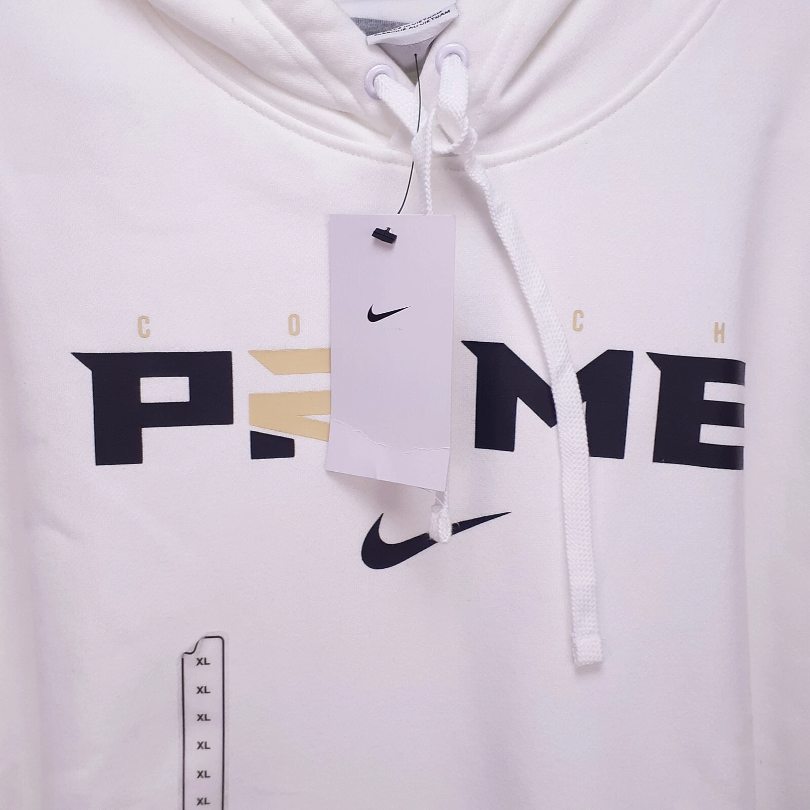 Felpa con cappuccio pullover Nike Coach Prime Deion Sanders 2.0 bianca nuova con etichette taglia X Large XL