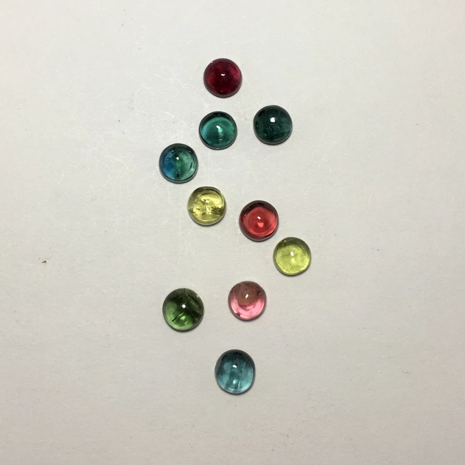 Amazing multi tourmaline cabochon gemstone good color 10 pcs round 9.05 carat - Image 3 of 4