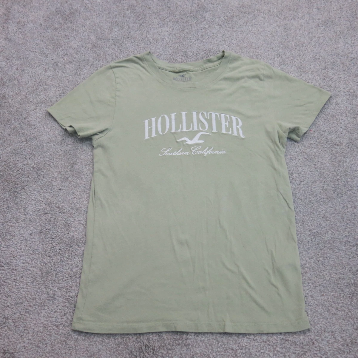 Hollister Womens T Shirt Top Crew Neck Short Sleeves Logo Green Size XS