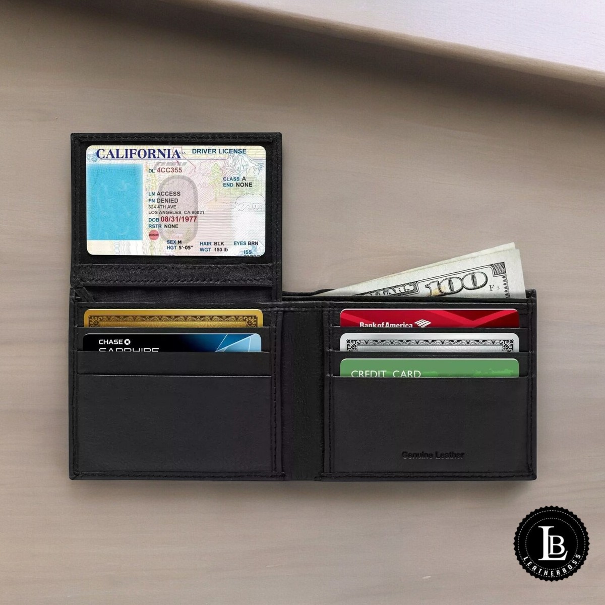 Genuine Leather Minimalist Bifold Wallets For Men RFID Blocking