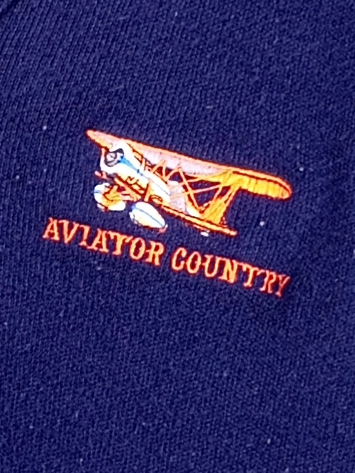 Suéter DE COLECCIÓN Logo 7 AVIATOR COUNTRY Para Hombres XL Azul Cuello en V Años 80 Bi-Plano *LEER Foto 4 de 4