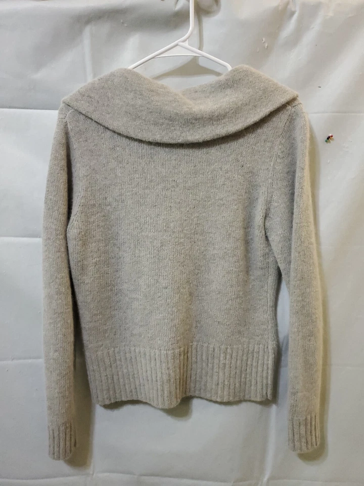 Marina Luna Cordero Angora Lana Suéter Gris Cuello Abotonado Suave Acogedor Corto M Foto 3 de 4