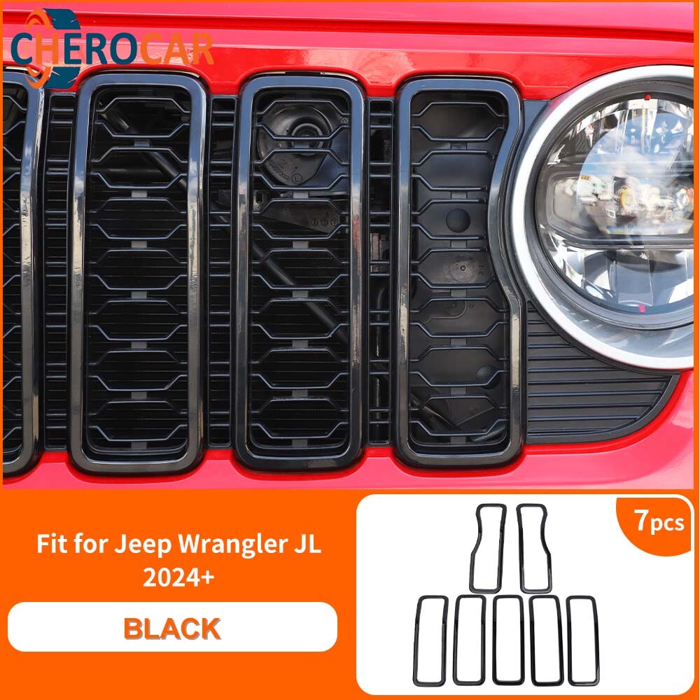 7X Black Grille Inserts for 2024 Jeep Wrangler JL Accessories