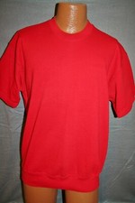 Vintage 80s JERZEES Short Sleeve 50/50 Blank Red SWEATSHIRT L Vtg