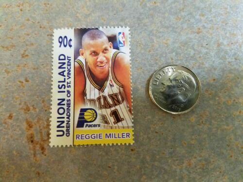 Reggie Miller Indiana Pacers NBA Basketball Grenadines of St Vincent RARE Stamp - Afbeelding 1 van 1