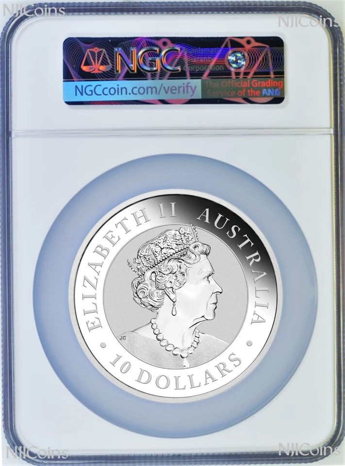 2023 P Australia Silver Kookaburra NGC MS 70 10oz $10 Coin Flag ER Label PERFECT - Image 2 of 2