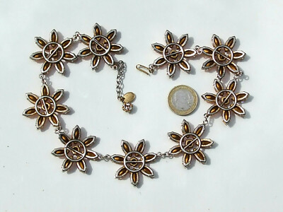Collier Vintage Signé Nina Ricci Paris – Fleurs Et Strass Roses, Années 1980