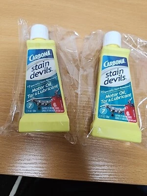 Lot Of 2 Carbona Stain Devils Stain Remover 1.7 oz #7 Motor Oil Tar Lubricant