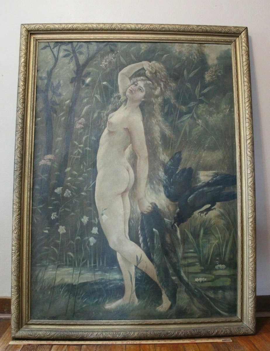 L.S. DELONG Oil on canvas The Soul of the Water Dragon Nude Maiden GRAEF,  GUSTAV | eBay
