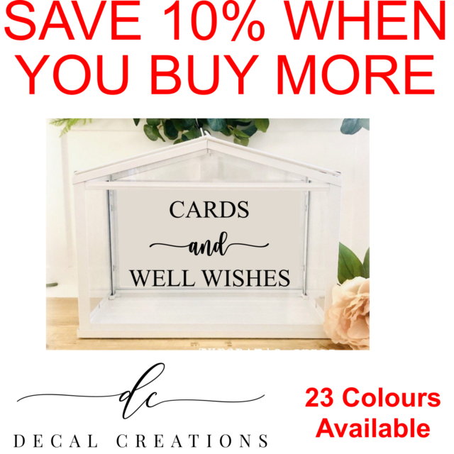 Cards and Well Wishes Wedding Wishing Well Sign Sticker Vinyl DECAL ONLY