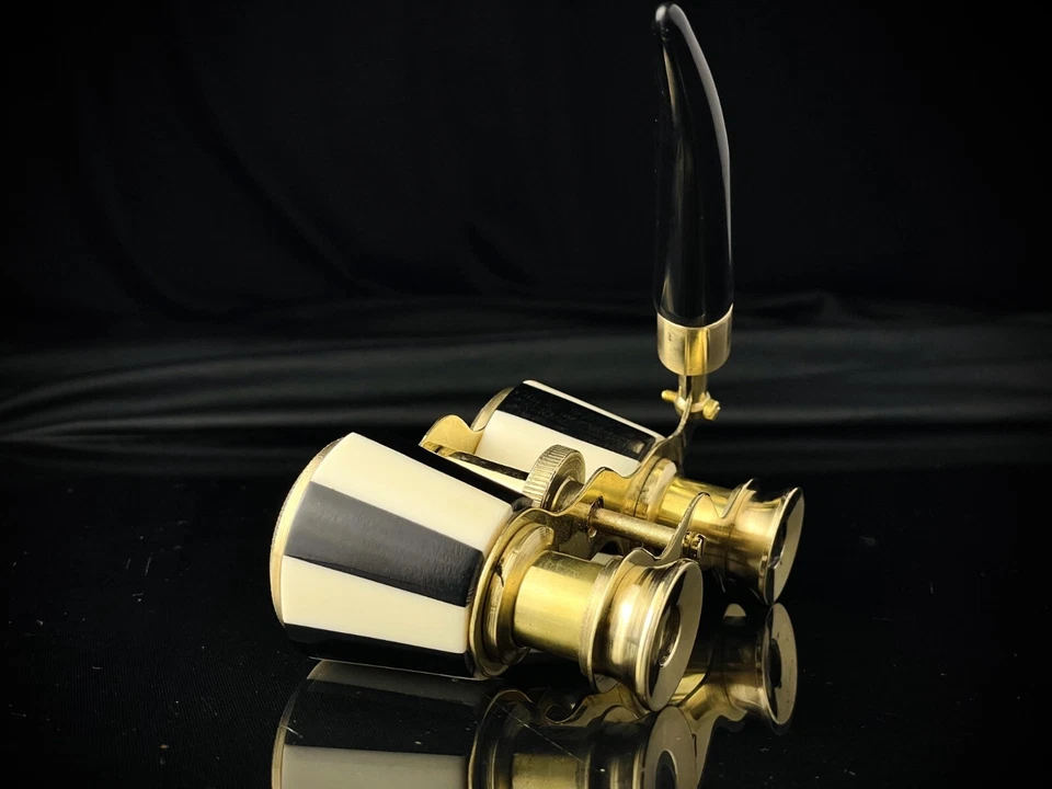 Black Mother of Pearl Opera glasses with handle Brass Binocular Christmas Gifts - Image 3 of 4