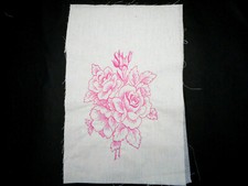 Pink Roses EMBROIDERED Quilt Block Very Pretty