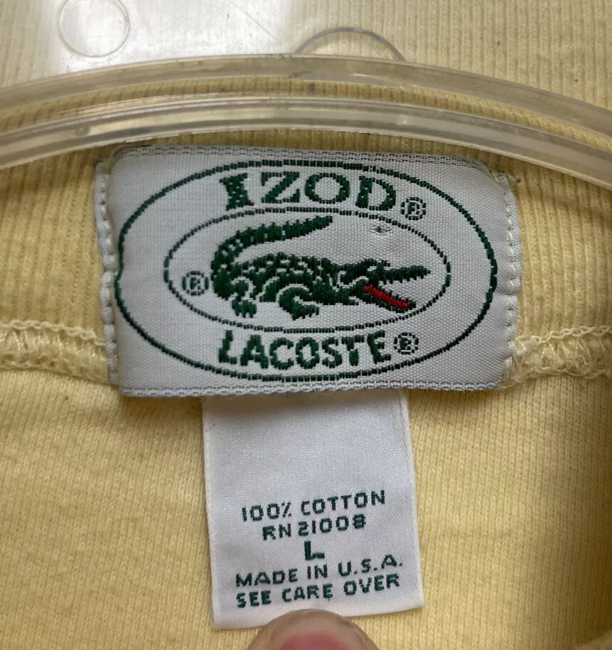 Vtg Izod Lacoste Turtle Neck Long Sleeve Yellow Shirt USA Sz L | eBay