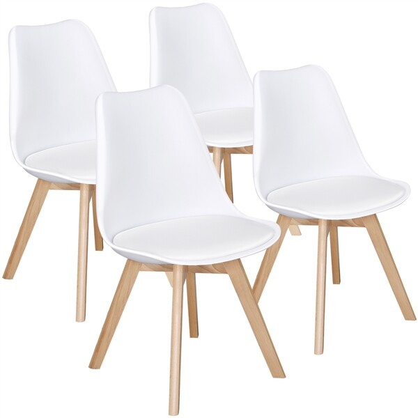 Smilemart Mid Century Modern Padded Dining Chairs Set Of 4 White For Sale Online Ebay