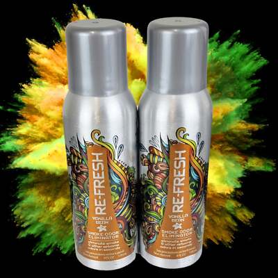 Re-Fresh Vanilla Bean Tea Smoke Odor Eliminator 4 FL OZ 118ML Non-Aerosol (2x