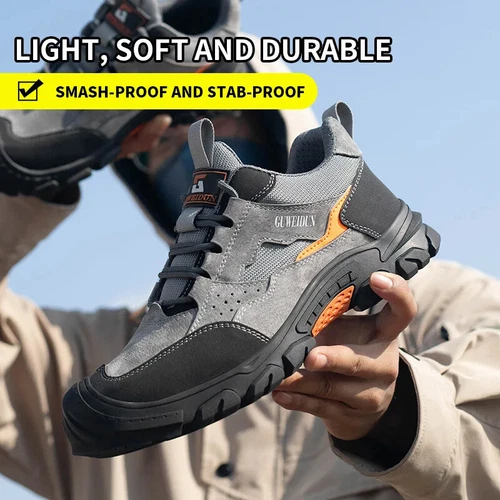 Breathable Men's Work Shoes Steel Toe Anti Smash Safety Boots Fashion Sneakers - Picture 5 of 24