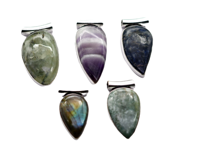 Lot De 5 Fermoirs 'Box Clasp' En Métal Argenté Avec Labradorite - Style Bali, Pour Colliers 3 Brins