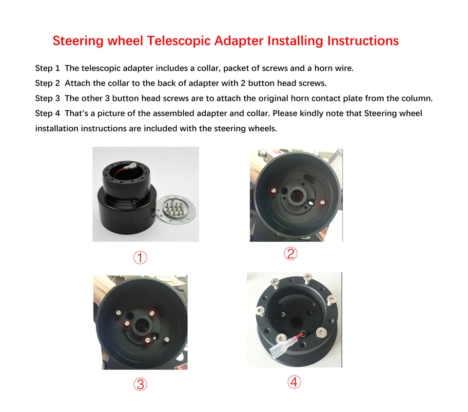 Adaptador de volante de 6 pernos inclinable telescópico GM Buick Corvette Oldsmobile negro Foto 4 de 4