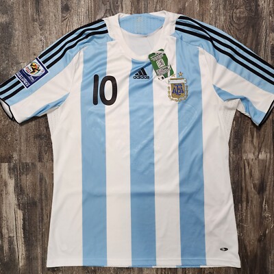 2008 Adidas Argentina Home Soccer Jersey Roman Riquelme Men XL