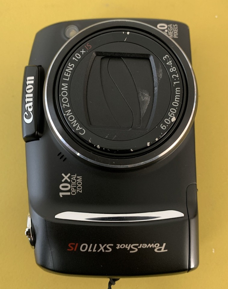 Canon PowerShot SX110 IS 10X 9.0MP Black TESTED Works Great SMALL MARK