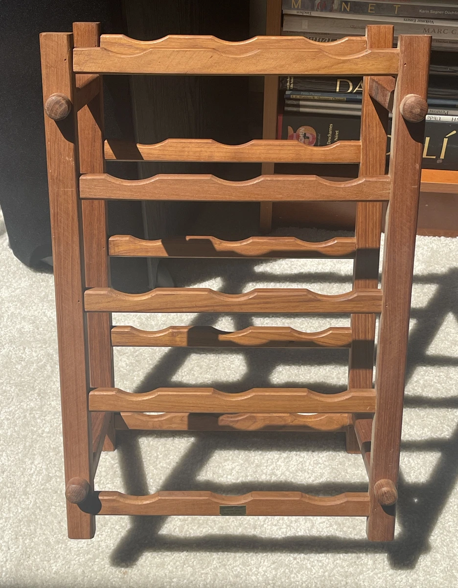 VTG WINSOME WOOD 15 Bottle Teak Wood Mid Century Danish Modern Style Wine Rack