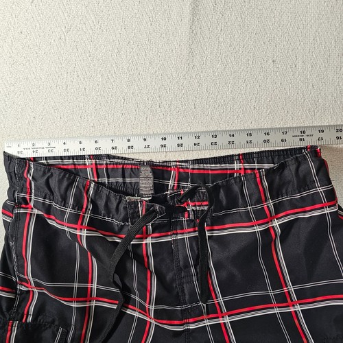 OP Ocean Pacific Swim Trunks Board Shorts Men's Black Plaid Size L 36-38 - Picture 5 of 10