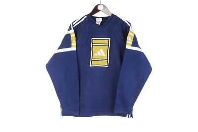 Vintage Adidas Sweatshirt Size M Blue Crewneck Pullover Jumper 90s Sport Style