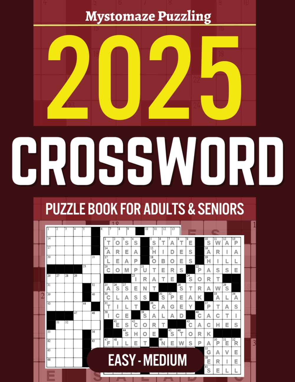 Easy - Medium Crossword Puzzle Book for Adults & Seniors: Large Print Crossword