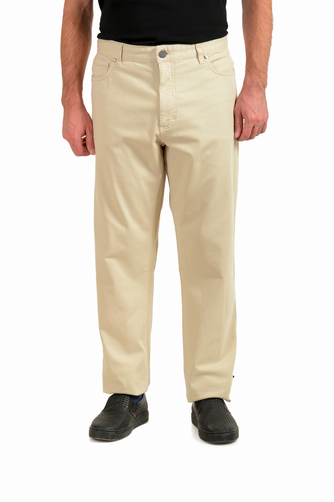 Ermenegildo Zegna Мужские светло-бежевые джинсы стрейч с прямыми штанинами US 40-56 28490₽