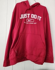 NIKE THERMA-FIT LONG SLEEVE RED HOODIE MENS XXL EXCELLENT CONDITION "Just Do It"